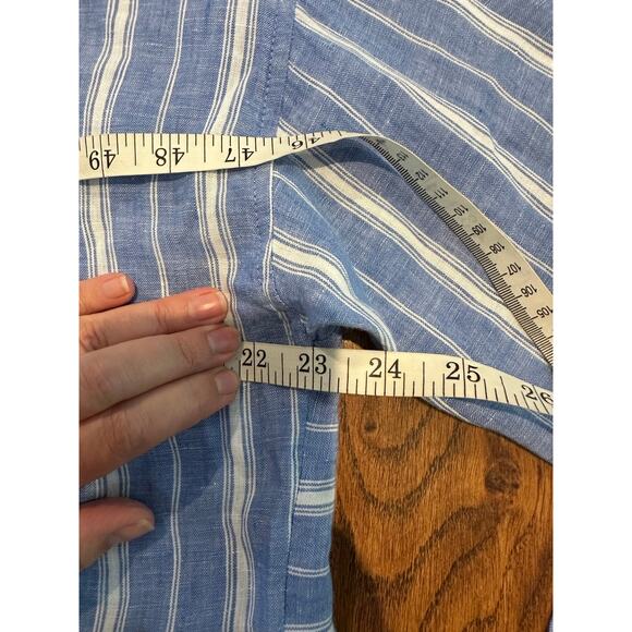 J. Jill Love Linen Oversized Blue & White Striped Shirt - Sz Medium Costal Vibes - Picture 9 of 11